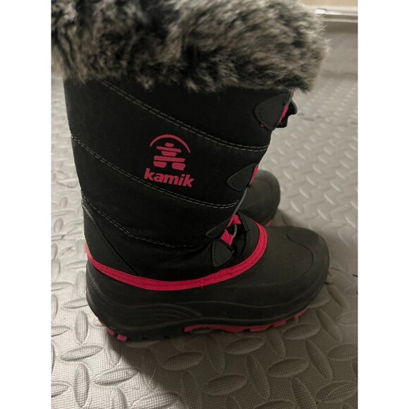 Kamik Snow Angel Winter boots Girls size 2‎ Faux Fur Youth Snow Ski Black